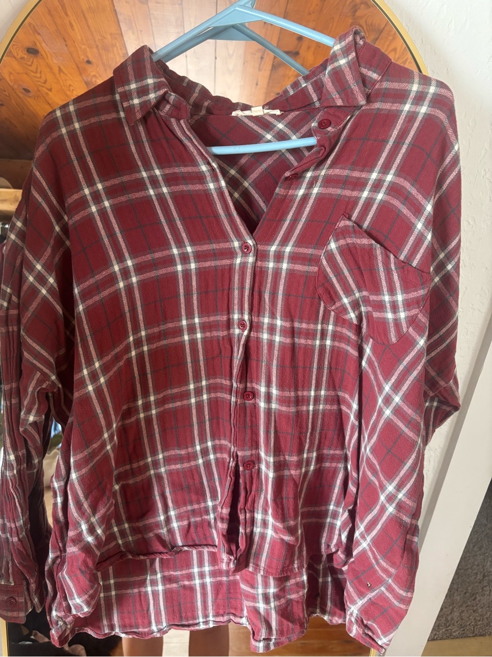 Red Plaid Button-Up Shirt